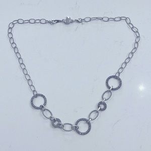 Vintage Sterling Silver Marcasite Circle Link Chain Necklace
